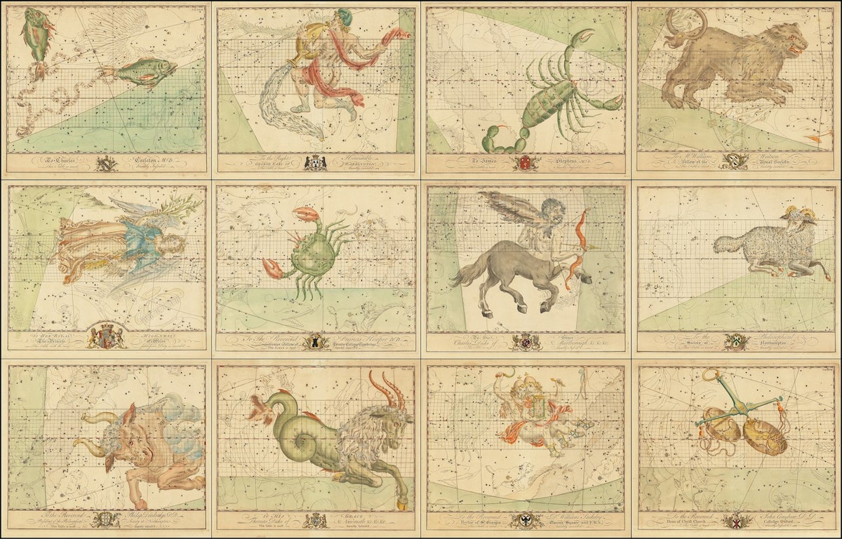 Compilation of zodiac charts from *Uranographia Britannica*