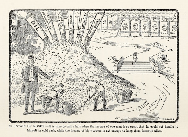 Illustration showing evils of capitalism