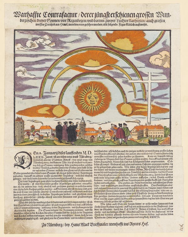 16th-century broadside showing strange sky phenomena