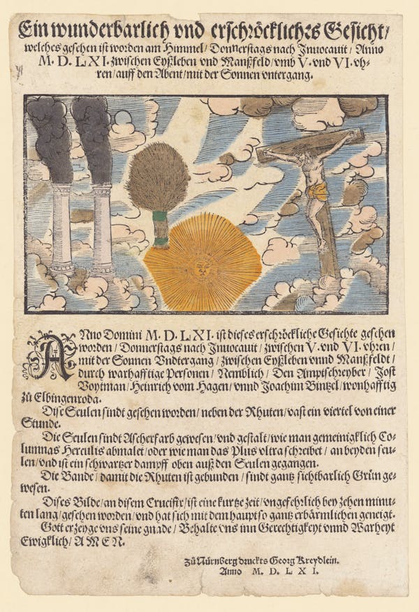 16th-century broadside showing strange sky phenomena