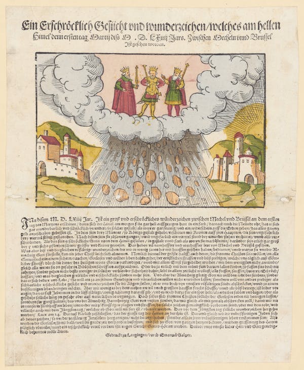 16th-century broadside showing strange sky phenomena