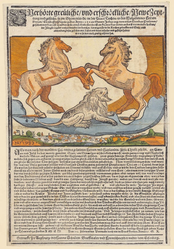 16th-century broadside showing strange sky phenomena