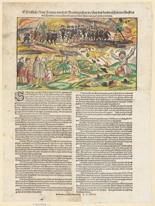 16th-century broadside showing strange sky phenomena