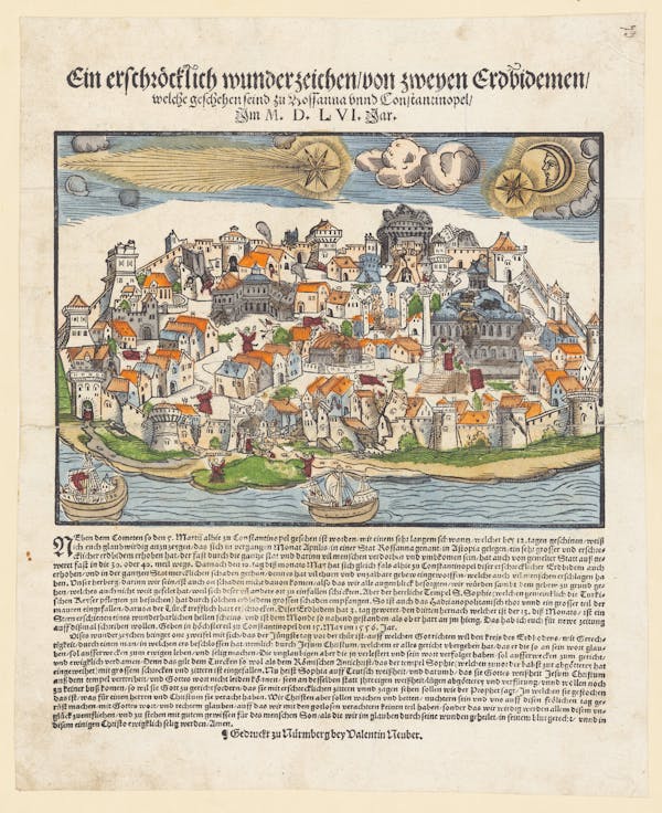 16th-century broadside showing strange sky phenomena