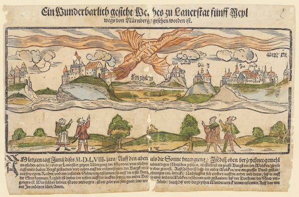 16th-century broadside showing strange sky phenomena