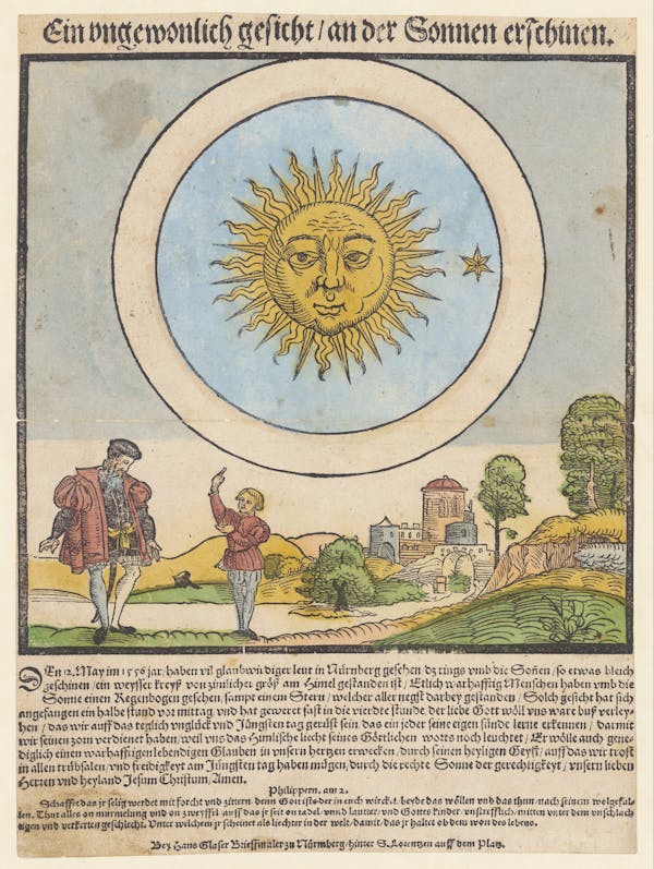 16th-century broadside showing strange sky phenomena