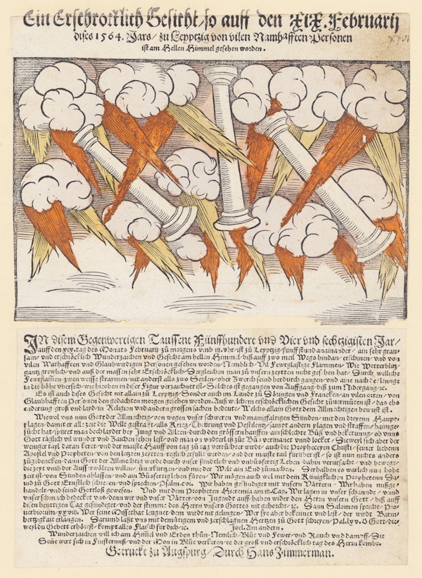 16th-century broadside showing strange sky phenomena