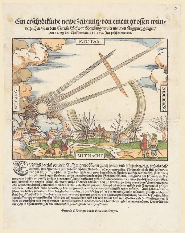 16th-century broadside showing strange sky phenomena