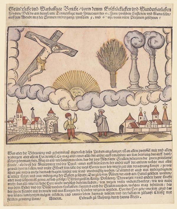 16th-century broadside showing strange sky phenomena