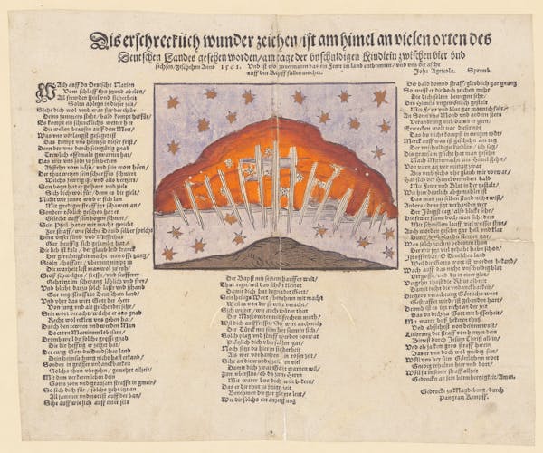 16th-century broadside showing strange sky phenomena