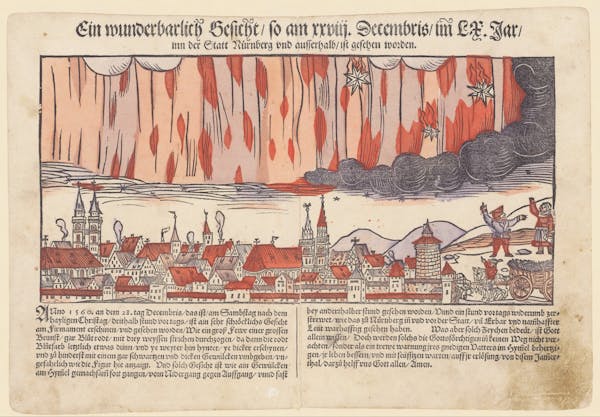 16th-century broadside showing strange sky phenomena