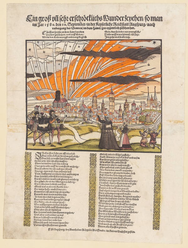 16th-century broadside showing strange sky phenomena