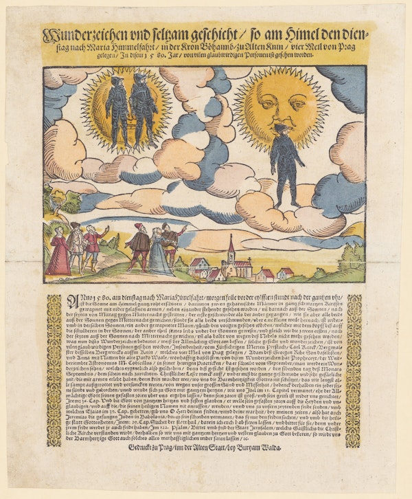 16th-century broadside showing strange sky phenomena
