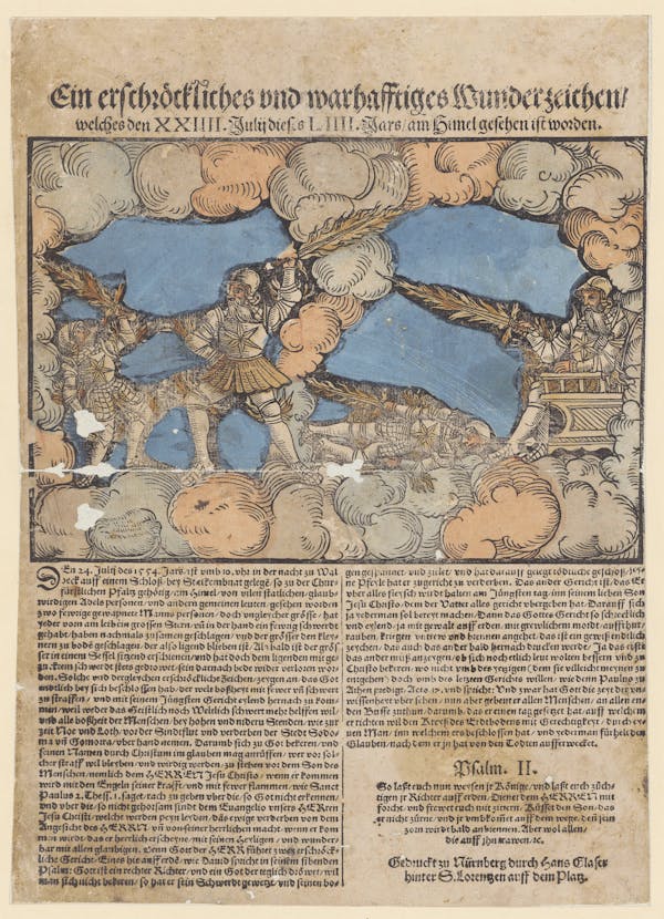 16th-century broadside showing strange sky phenomena