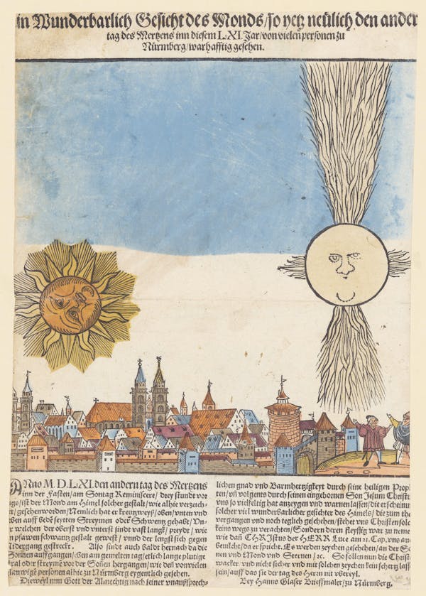 16th-century broadside showing strange sky phenomena