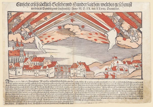 16th-century broadside showing strange sky phenomena