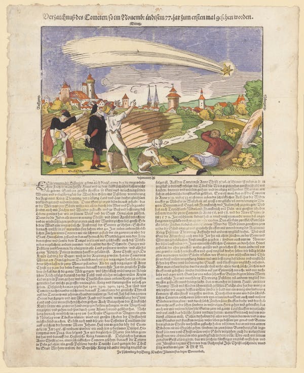 16th-century broadside showing strange sky phenomena