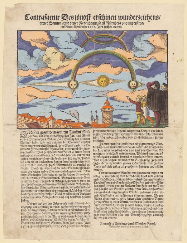 16th-century broadside showing strange sky phenomena