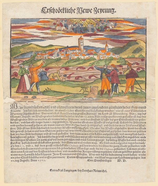 16th-century broadside showing strange sky phenomena