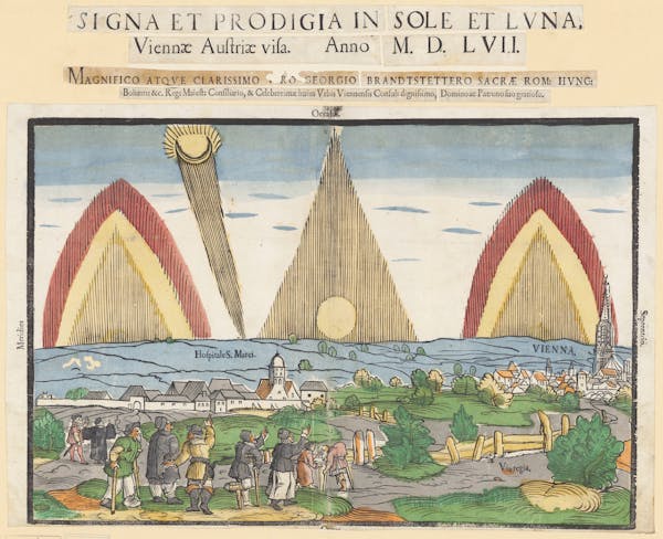 16th-century broadside showing strange sky phenomena