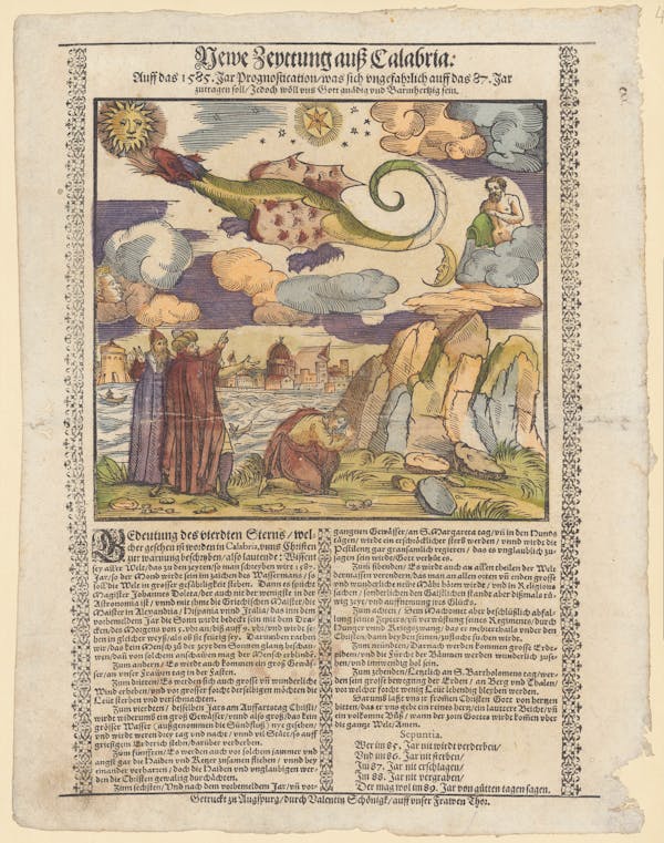 16th-century broadside showing strange sky phenomena