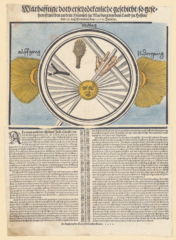 16th-century broadside showing strange sky phenomena