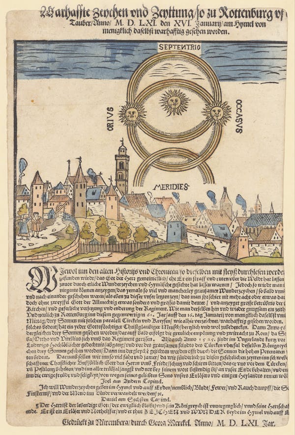 16th-century broadside showing strange sky phenomena