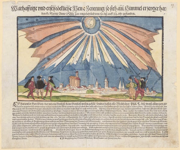 16th-century broadside showing strange sky phenomena