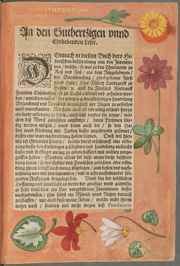 Illustration of the commemorative events held for Elisabeth of Hessen’s christening.