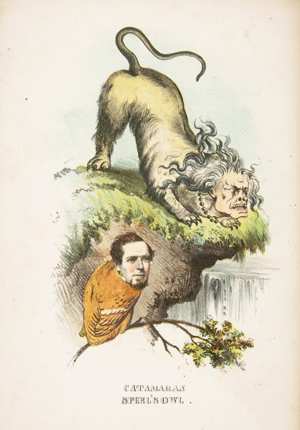 Comic illustration by H. L. Stephens of human-animal hybrid