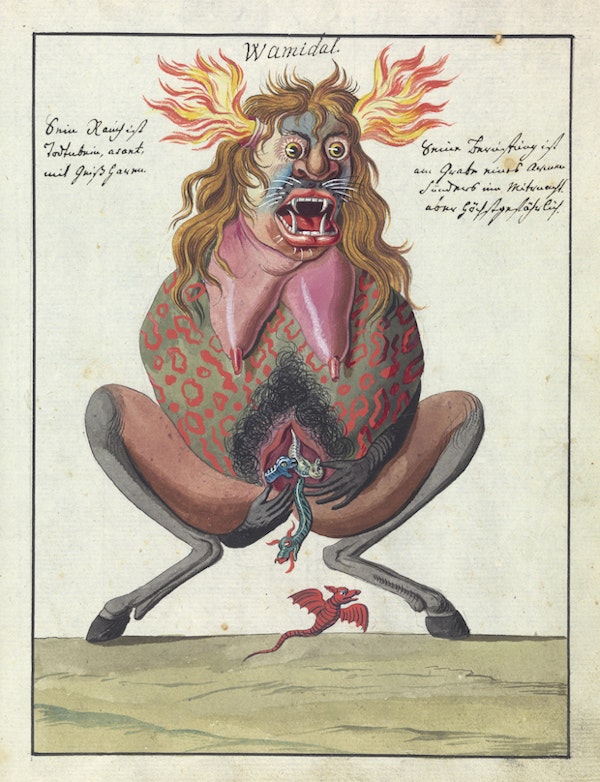 L0076372 MS 1766, Illustration of a monster (Wamidal)