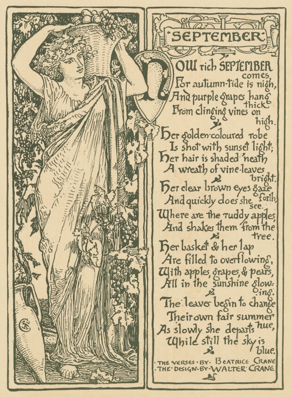 Illustration and poem of personified month
