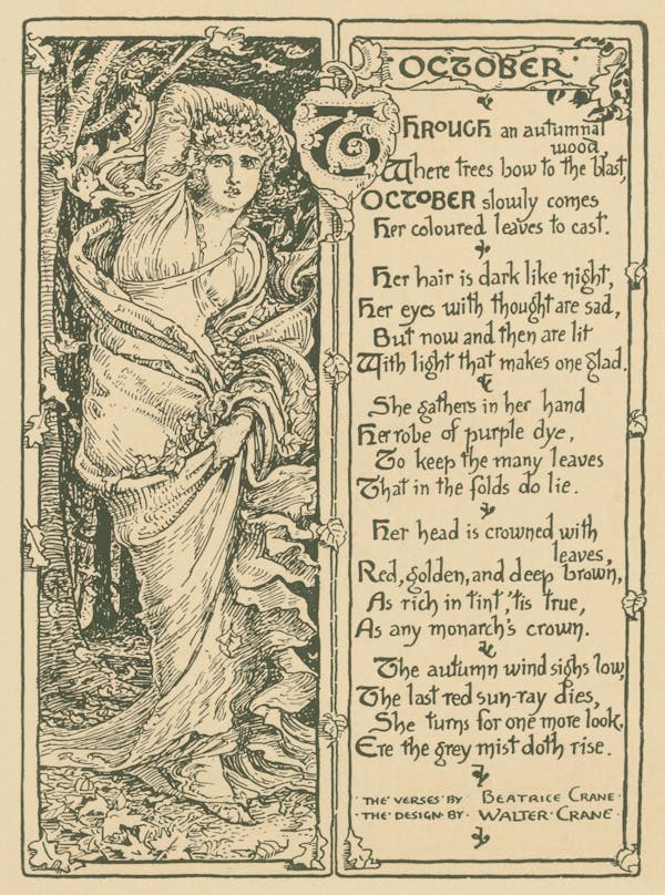 Illustration and poem of personified month