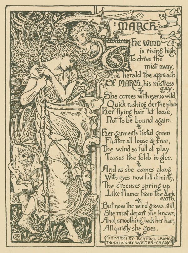 Illustration and poem of personified month