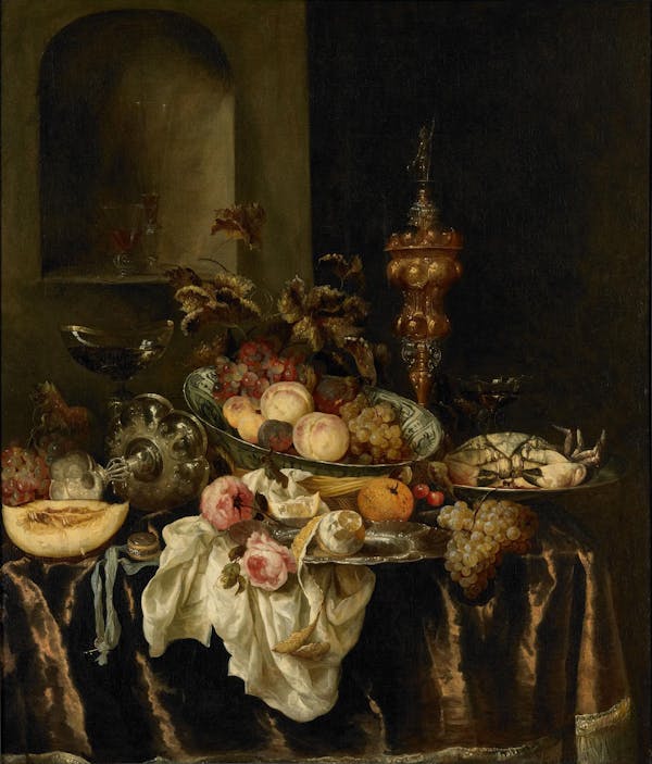 Still life painting overflowing with excess