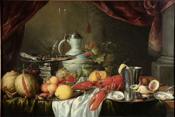 Still life painting overflowing with excess