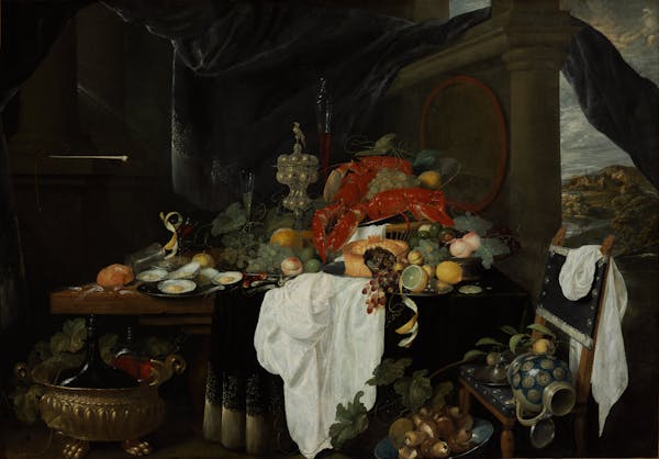 Still life painting overflowing with excess