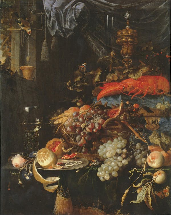 Still life painting overflowing with excess