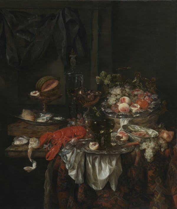 Still life painting overflowing with excess