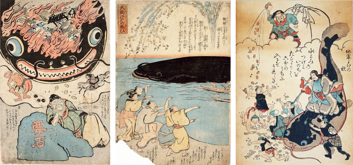 Woodblocks of earthquake catfish