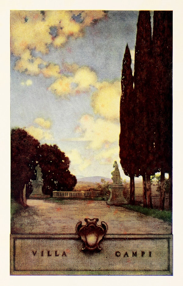 Maxfield Parrish illustration of Italian villa