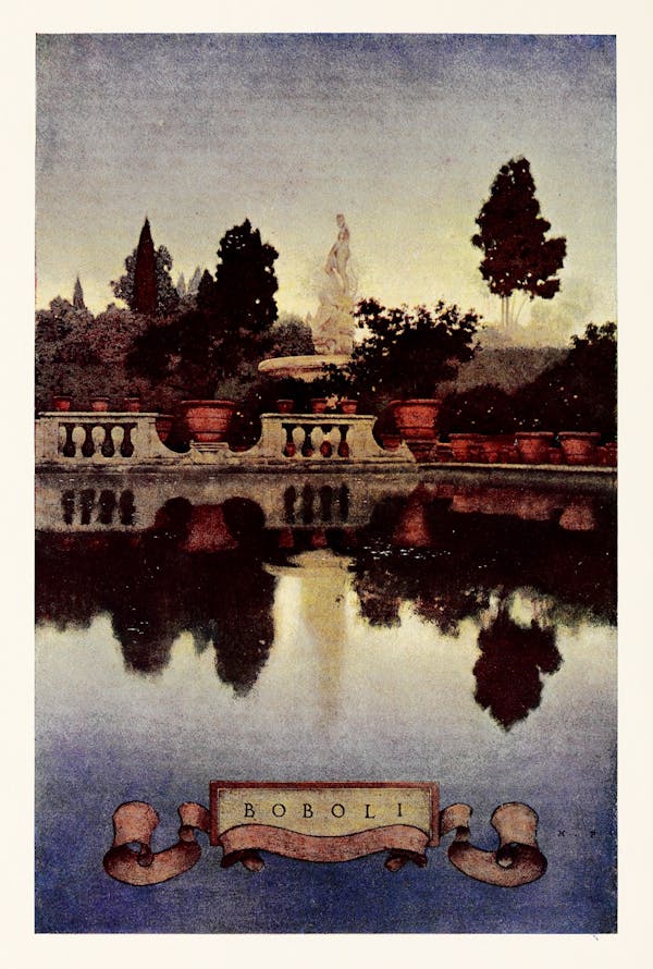 Maxfield Parrish illustration of Italian villa