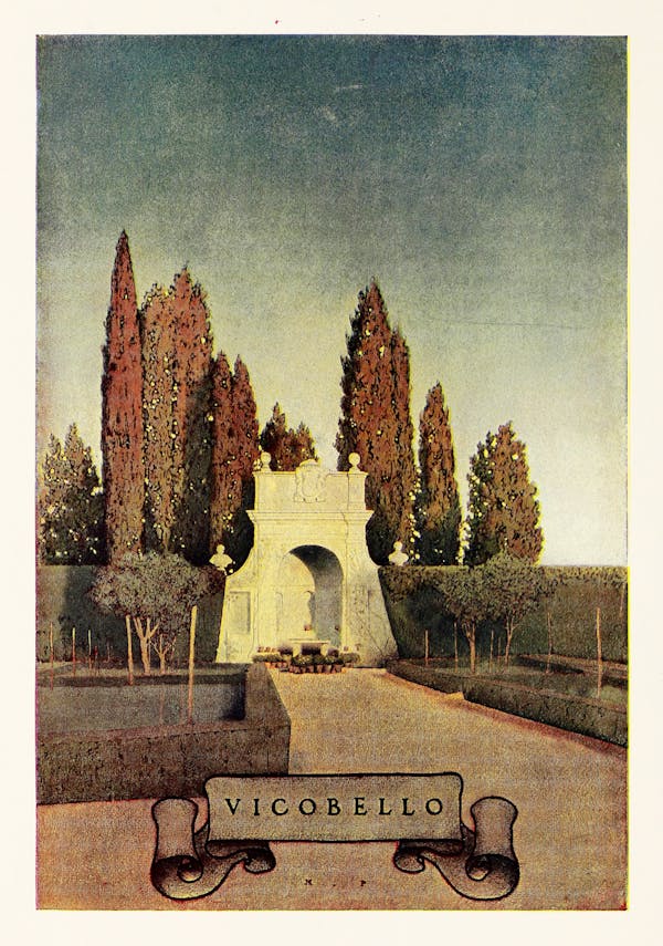 Maxfield Parrish illustration of Italian villa