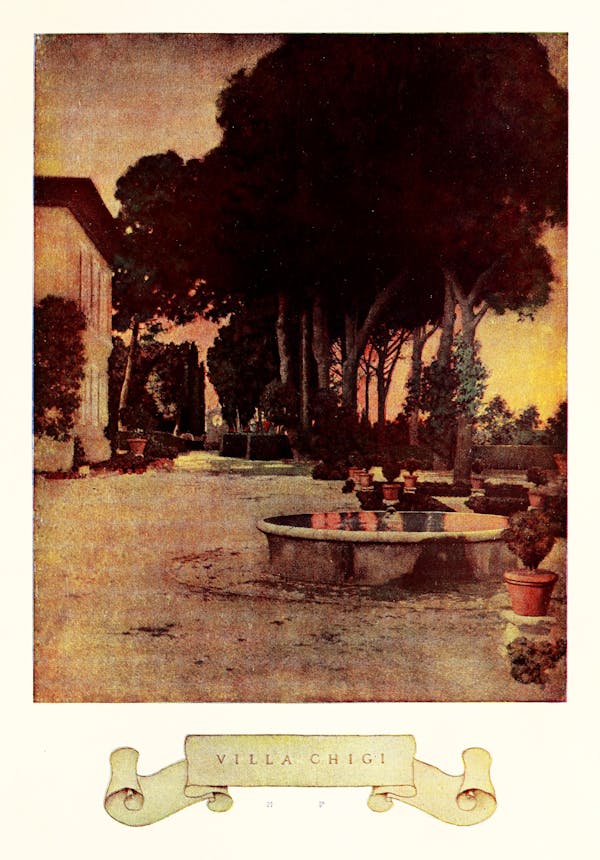 Maxfield Parrish illustration of Italian villa