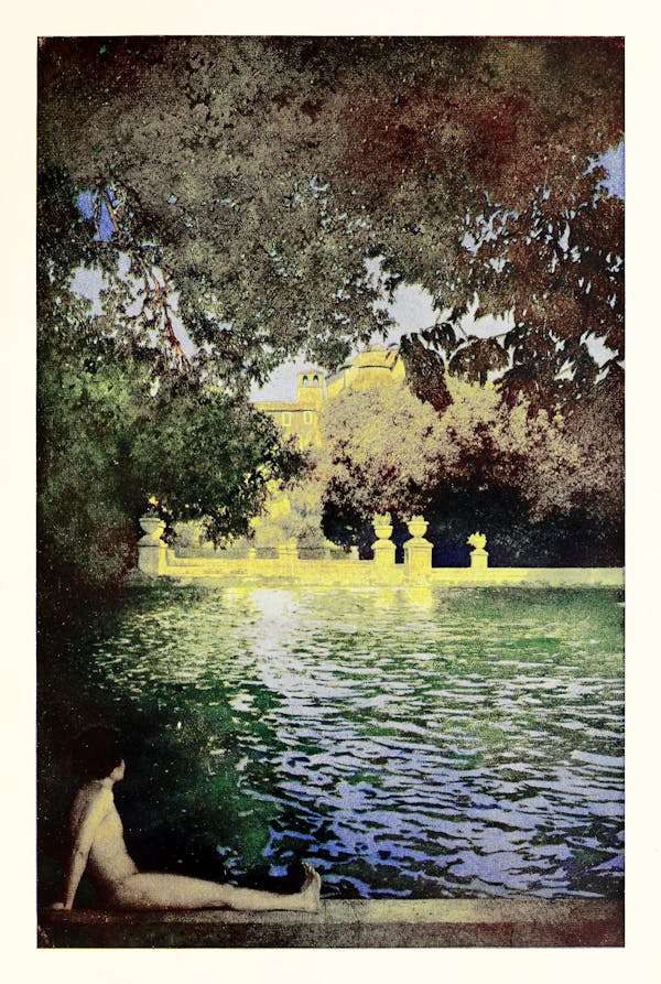 Maxfield Parrish illustration of Italian villa