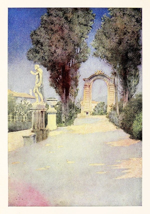 Maxfield Parrish illustration of Italian villa