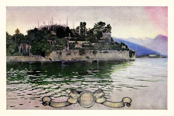 Maxfield Parrish illustration of Italian villa