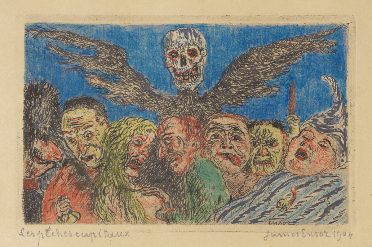 Frontispiece of sins and death by James Ensor