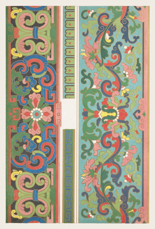 Illustration from a book showing chinese design