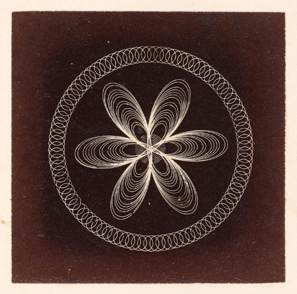  Albumen silver print of ornamental lathe turning